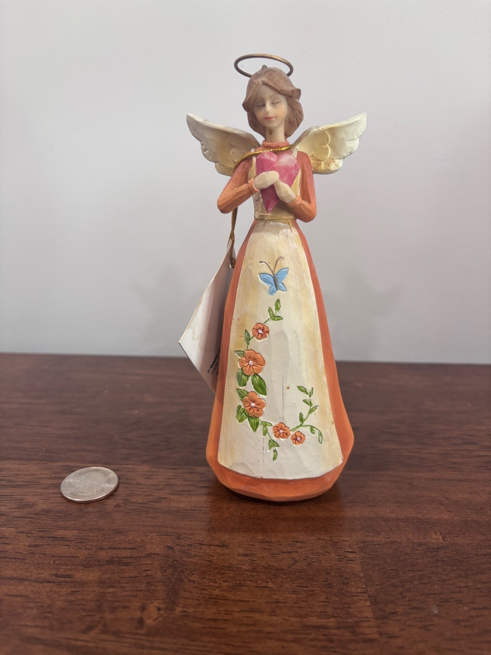 GANZ Kitchen Angel Figurine in Orange with Cream Wings